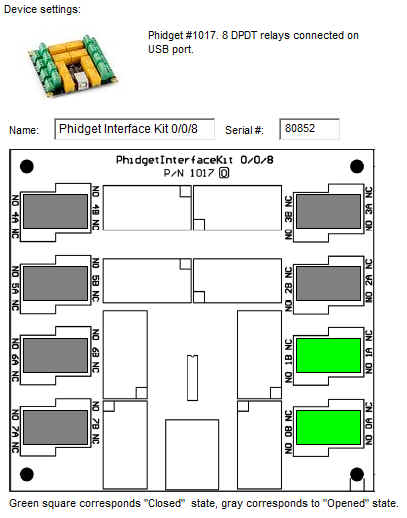 Phidget interface kit 0/0/8 configuration