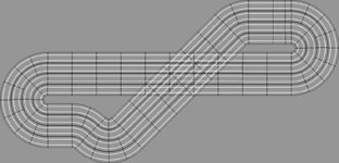 Eight lane Scalextric layout